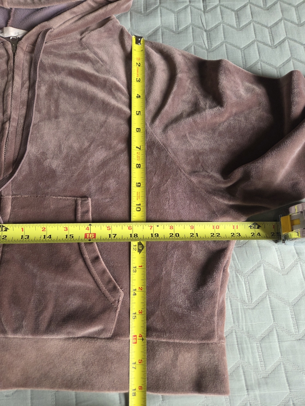 Bluenotes Velour Zip Hoodie Mauve Pink Cropped Soft Velvet Feel Size L - Picture 5 of 6